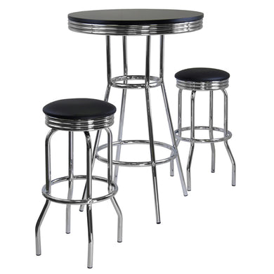 Summit Pub Set (3-Pc Bundle) Table & Two Swivel Stools - Elegant Bars