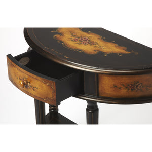 Mozart Coffee Hand Painted Demilune Console Table - Elegant Bars