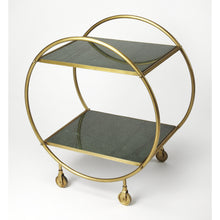 Load image into Gallery viewer, Butler Specialty - Orian Green Marble &amp; Metal Bar Cart - Elegant Bars