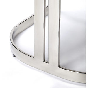 Butler Bravo Silver & White Faux Leather Counter Stool - Elegant Bars