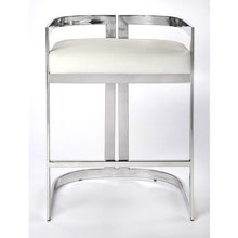 Load image into Gallery viewer, Butler Bravo Silver &amp; White Faux Leather Counter Stool - Elegant Bars