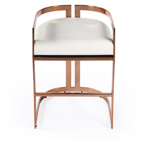 Rose Gold & White Faux Leather Counter Stool - Elegant Bars