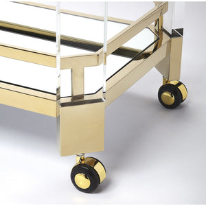 Butler Specialty - Charlevoix Acrylic & Gold Serving Cart - Elegant Bars