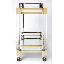 Load image into Gallery viewer, Butler Specialty - Charlevoix Acrylic &amp; Gold Serving Cart - Elegant Bars