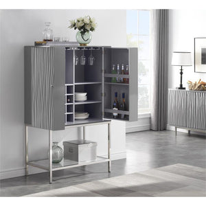 Grey Waves Wine Cabinet - Elegant Bars