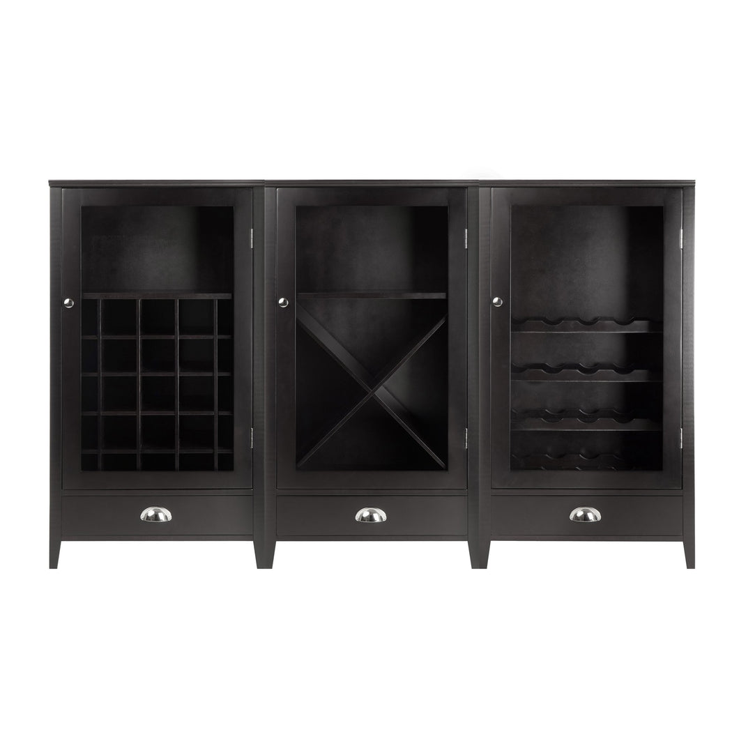 Bordeaux 3-Pc Modular Wine Cabinet Set - Elegant Bars
