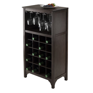 Ancona Modular Wine Cabinet with Glass Rack & 20-Bottle - Elegant Bars