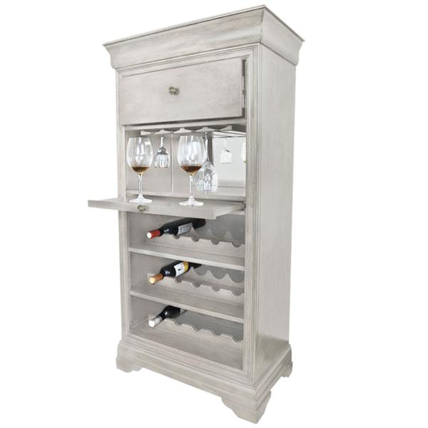 Classic Bar Cabinet / Wine Rack - Antique White - Elegant Bars