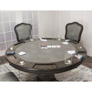Vegas Dining and Poker Table Set – Gray Wood (5 Piece) - Elegant Bars