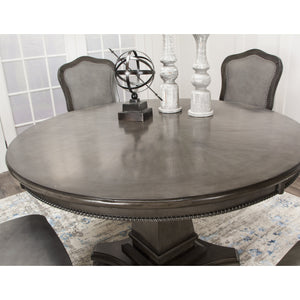 Vegas Dining and Poker Table Set – Gray Wood (5 Piece) - Elegant Bars