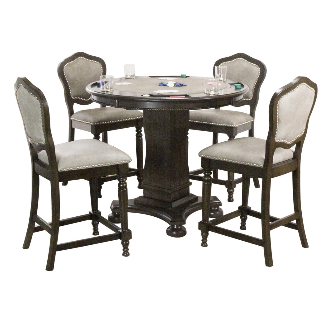 Vegas Dining & Game Table Set 42″ – Gray (5 Pc Bundle) - Elegant Bars