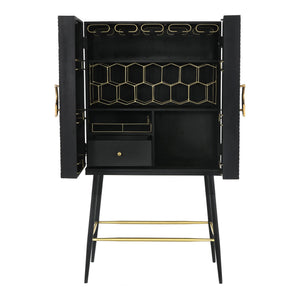 Venus Black & Gold Bar Cabinet - Elegant Bars