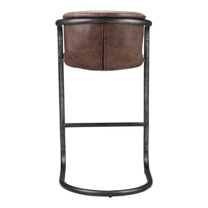 Morgan Grazed Brown Leather Counter Height Stool (Set of 2) - Elegant Bars