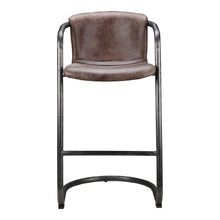 Load image into Gallery viewer, Morgan Grazed Brown Leather Counter Height Stool (Set of 2) - Elegant Bars