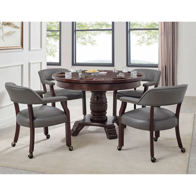 Tournament 6 Pc Dining/Game Table Set – Grey Chairs Bundle - Elegant Bars