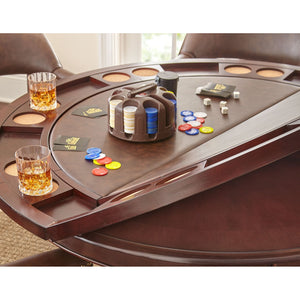 Tournament 6 Pc Dining/Game Table Set – Brown Chairs Bundle - Elegant Bars