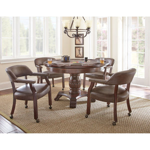 Tournament 6 Pc Dining/Game Table Set – Brown Chairs Bundle - Elegant Bars