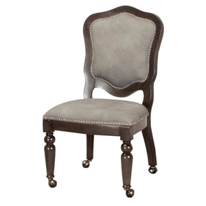 Vegas Gaming Dining Chairs w/Casters – Gray Wood (Set of 2) - Elegant Bars