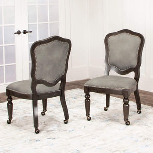 Vegas Gaming Dining Chairs w/Casters – Gray Wood (Set of 2) - Elegant Bars