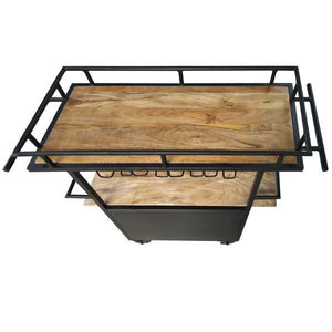 Industrial Wood And Metal Bar Cart - Brown & Black - Elegant Bars