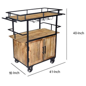 Industrial Wood And Metal Bar Cart - Brown & Black - Elegant Bars