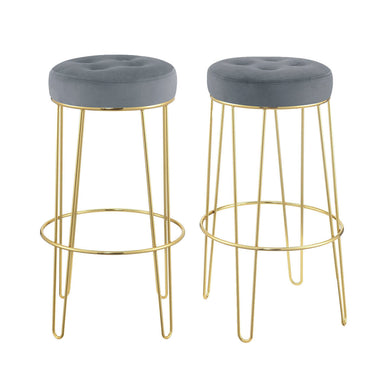 Cayman Backless Gold Leg Bar Stools (Set of 2) - Multiple Colors - Elegant Bars
