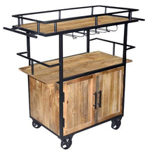 Load image into Gallery viewer, Industrial Wood And Metal Bar Cart - Brown &amp; Black - Elegant Bars